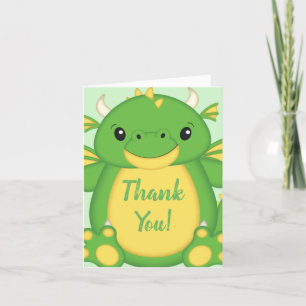 Carte De Remerciements Baby shower de dragon vert