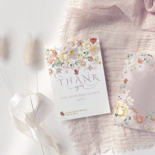 Carte De Remerciements Baby shower de fille pourpre Fleur sauvage à fleur