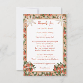 Carte De Remerciements Baby shower de fille rose Clementine Little Cutie