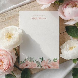 Carte De Remerciements Baby shower de fille rose floral