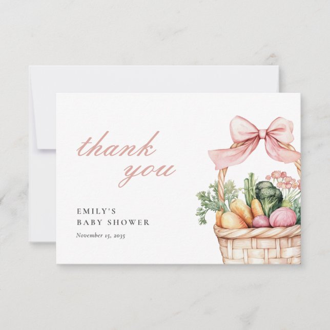 Carte De Remerciements Baby shower de filles du marché des fermiers culti (Devant)