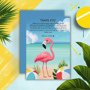 Carte De Remerciements Baby shower de Flamant rose rose Summer Beach