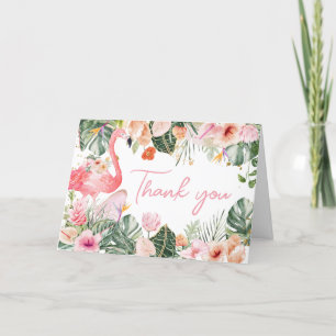 Carte De Remerciements Baby shower de Flamant rose tropical