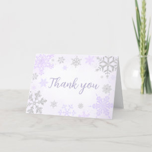 Carte De Remerciements Baby shower de flocon de neige pourpre