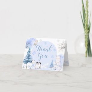 Carte De Remerciements BABY SHOWER de flocons de neige de l'ANIMAL ARCTIQ