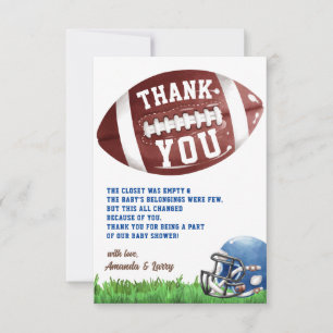 Carte De Remerciements Baby Shower de Football Américain