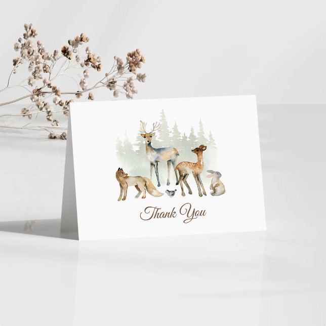 Carte De Remerciements Baby shower de forêt d'animaux (Créateur téléchargé)