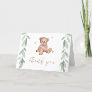 Carte De Remerciements Baby shower de forêt d'ours de Boho