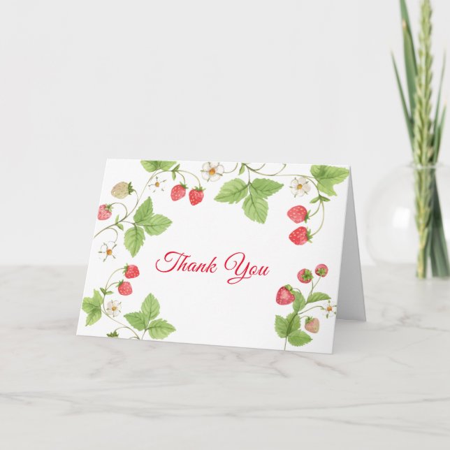 Carte De Remerciements Baby shower de fraise doux simple (Devant)