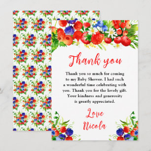 Carte De Remerciements Baby Shower de Fruits Rouges d'Été