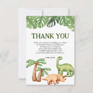Carte De Remerciements Baby shower de garçon Dinosaure Tropical