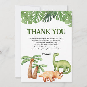Carte De Remerciements Baby shower de garçon Dinosaure Tropical