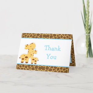 Carte De Remerciements Baby shower de Giraffe garçon mignonne