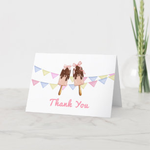 Carte De Remerciements Baby shower de glace Pink Popcicle Bow