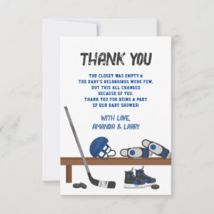 Carte De Remerciements Baby shower de hockey sur glace