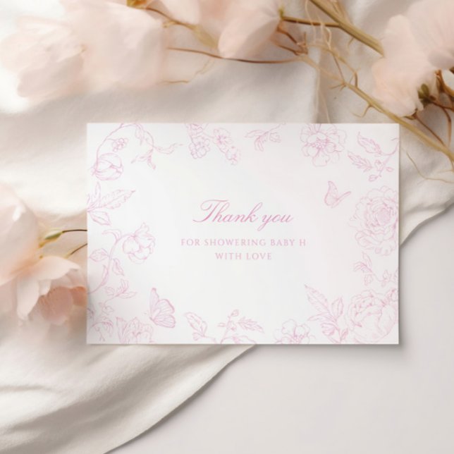 Carte De Remerciements Baby shower de la Chinoiserie Rose douce (Créateur téléchargé)