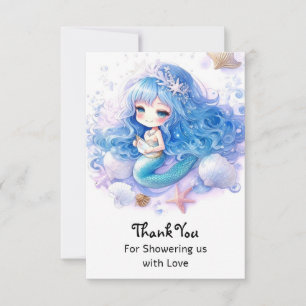 Carte De Remerciements Baby shower de la princesse Mermaid