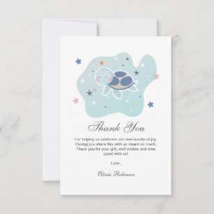 Carte De Remerciements Baby shower de la tortue de mer   Océan mignon