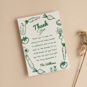 Carte De Remerciements Baby shower de légumes de culture locale dessinés 