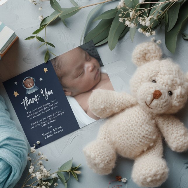 Carte De Remerciements Baby shower de l'espace animal boisé mignon (Créateur téléchargé)