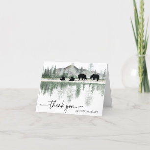 Carte De Remerciements Baby shower de l'ours Montagnes Rustiques