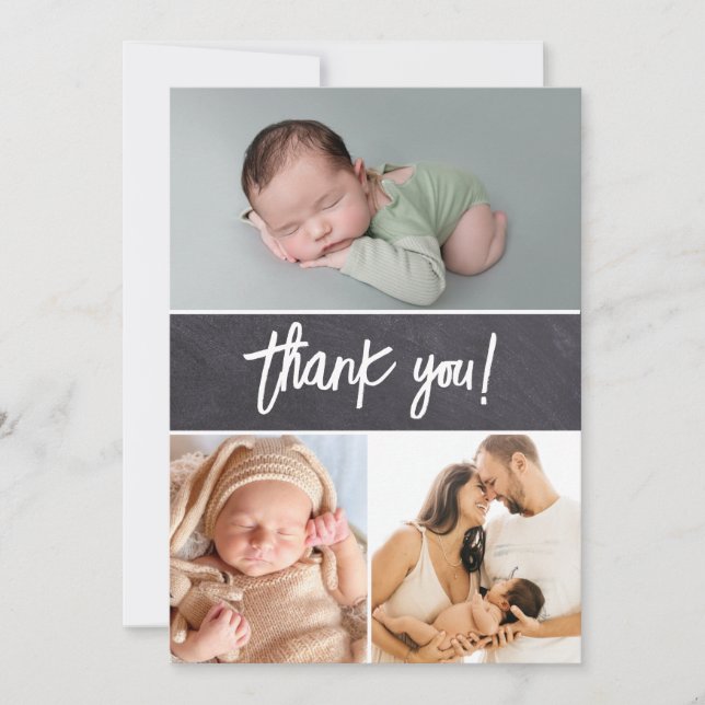 Carte De Remerciements Baby shower de manutention des photos de tableau n (Devant)