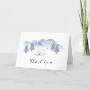 Carte De Remerciements Baby shower de montagne de neige de l'ours polaire