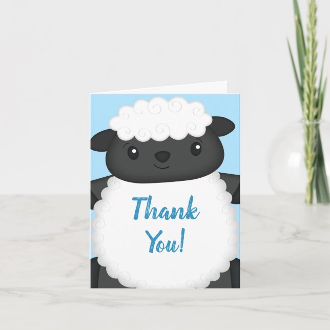 Carte De Remerciements Baby shower de mouton bleu (Devant)