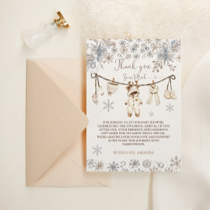 Carte De Remerciements Baby shower de neige d'hiver