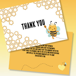 Carte De Remerciements Baby shower de nid d'abeille