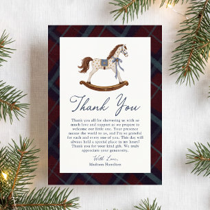 Carte De Remerciements Baby Shower de Noël Cheval à Bascule Vintage