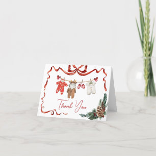 Carte De Remerciements Baby shower de Noël père Noël Baby Clothes