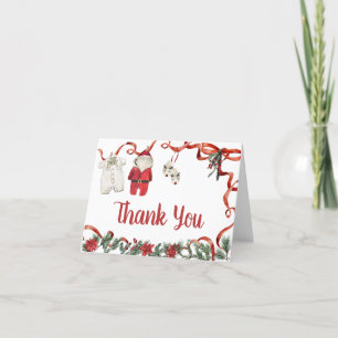 Carte De Remerciements Baby shower de Noël Red Père Noël