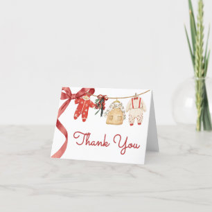Carte De Remerciements Baby shower de Noël Red Père Noël Baby