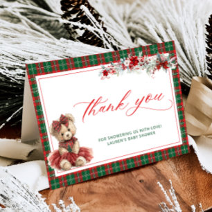 Carte De Remerciements Baby shower de Noël Teddy Bear