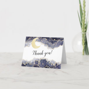 Carte De Remerciements Baby shower de nuit de la lune noire d'or