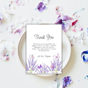 Carte De Remerciements Baby shower de papillon floral de lavande Whimsica