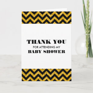 Carte De Remerciements Baby shower de Parties scintillant jaune Chevron M