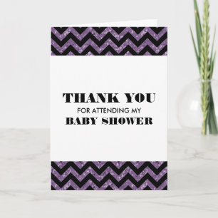 Carte De Remerciements Baby shower de Parties scintillant  violet Chevron