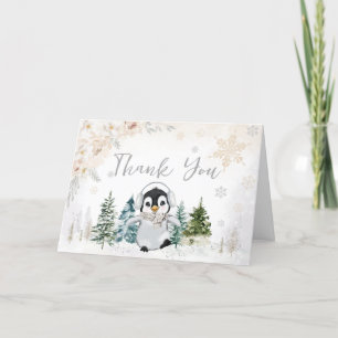 Carte De Remerciements Baby shower de Penguin de l'Arctique d'hiver