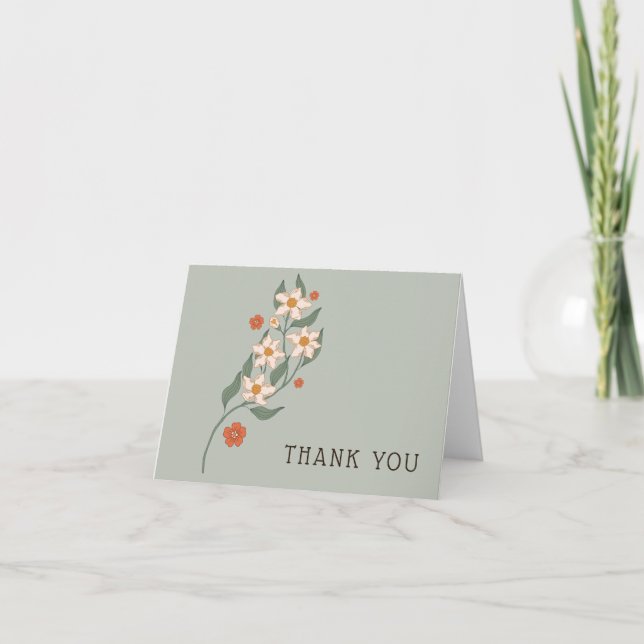 Carte De Remerciements Baby shower de petit Fleur sauvage Rustique Boho (Devant)