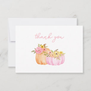 Carte De Remerciements Baby shower de petite fille Citrouille