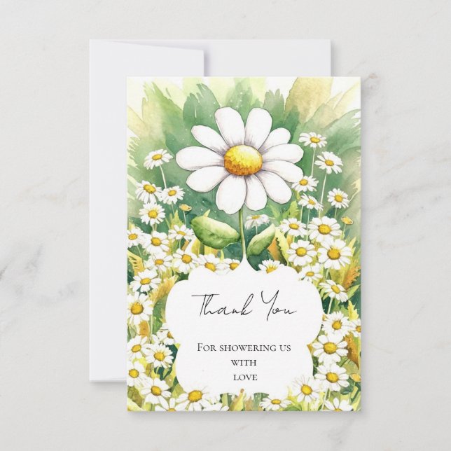 Carte De Remerciements Baby shower de petite marguerite enchanté (Devant)