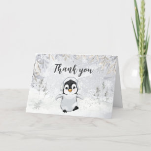 Carte De Remerciements Baby shower de pingouin d'hiver