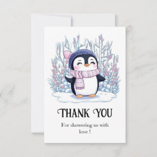 Carte De Remerciements Baby shower de pingouins de rêve mignon