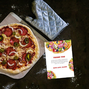 Carte De Remerciements Baby shower de pizza en tranche italienne chic mod