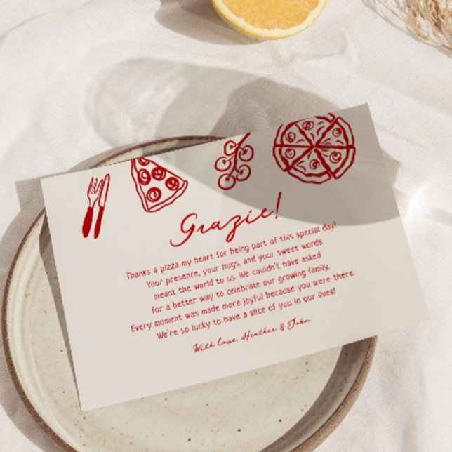 Carte De Remerciements Baby shower de pizza italienne Grazie (Créateur téléchargé)