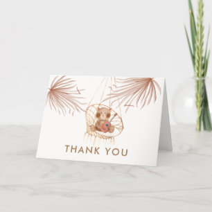 Carte De Remerciements Baby shower de plage minimal Boho Teddy Bear