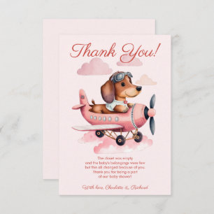 Carte De Remerciements Baby shower de plan Dachshund rose