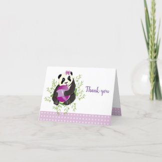Carte De Remerciements Baby shower de points rose pâle à l'ours Panda